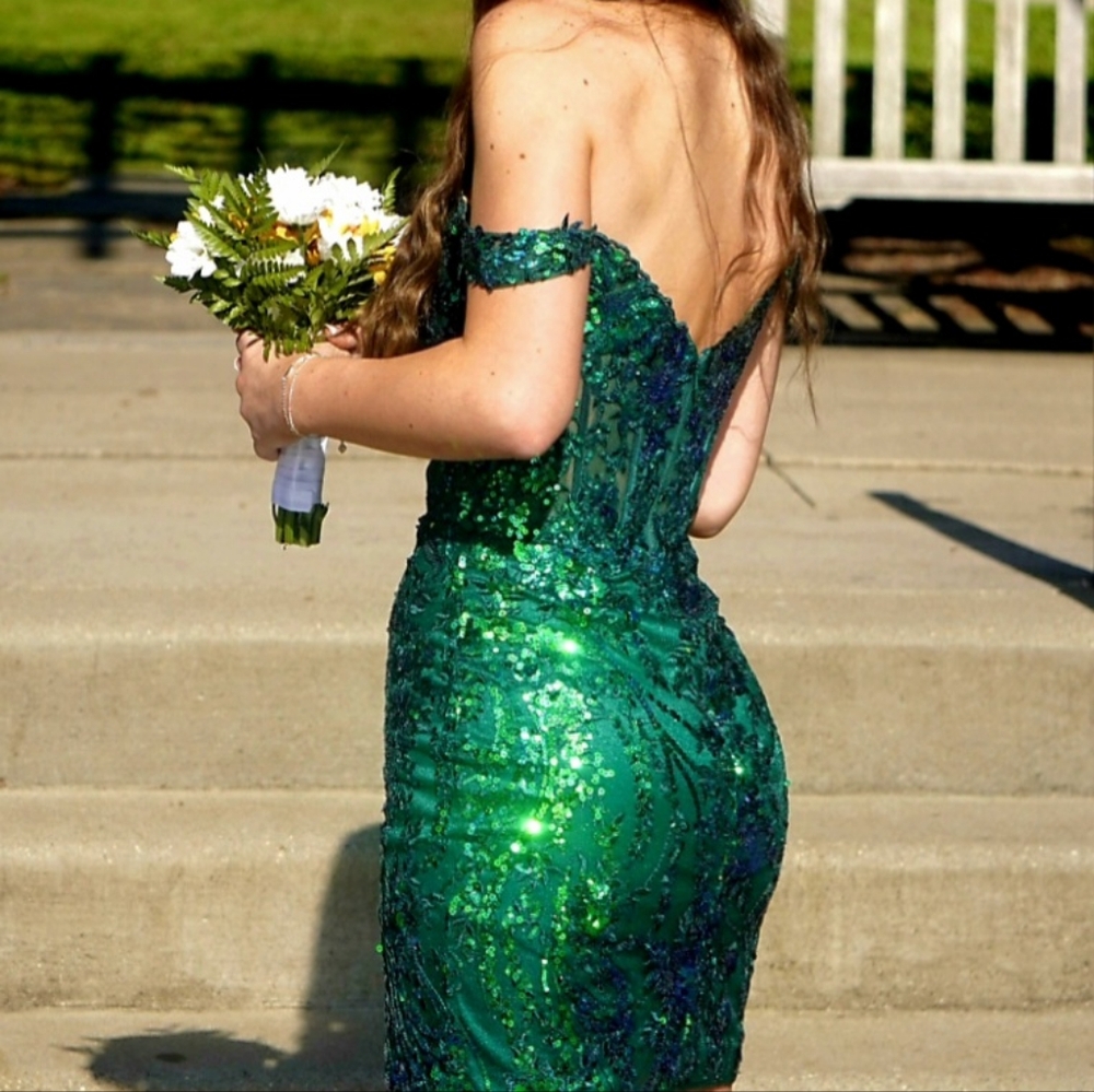 Elegant Green Sequin Dress